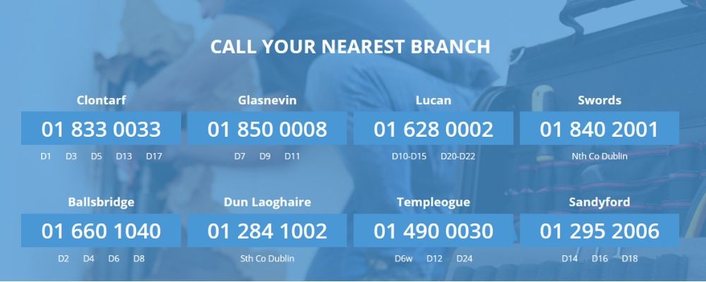 dublin plumbing services branches contact numbers